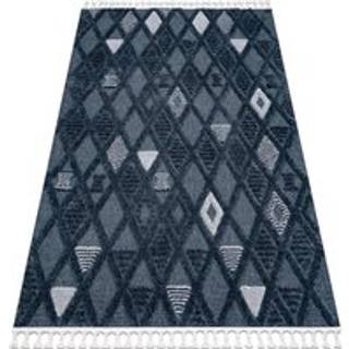 Tæppe SEVILLA Y499B espalier, diamanter blå Tassels berbery Marokkansk shaggy 140x190 cm