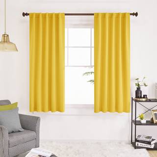 Deconovo Blackout gardiner för sovrummet Solid rum Darkening Rod Fick och bakre fliken Gardiner 42WX63L Inch Mellow Yellow 2 Panels