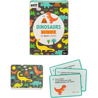 Petit Collage Dinosaurs Trivia Quiz Cards - Fun Card Game til Kids Kids Trivia Game i alderen 5+ - Inkluder 50 dinosaur -tema quizkort - perfekt