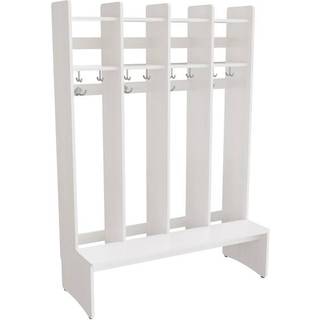 Garderobeindretning Eira Light, gulvmodel 4 pladser, 280 mm rumbredde, hvidpigmenteret krydsfinér