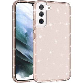 Samsung Galaxy S22 Hybrid Plastik Bagside Cover Gennemsigtig - Rose Gold Glitter