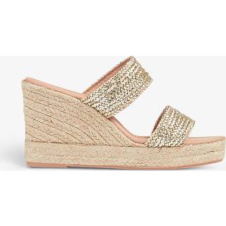 LK Bennett LK Bennett Yellow Renlee Leather Woven Wedges