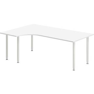 Office skrivebord venstrevendt 200x120cm hvid med alugråt stel
