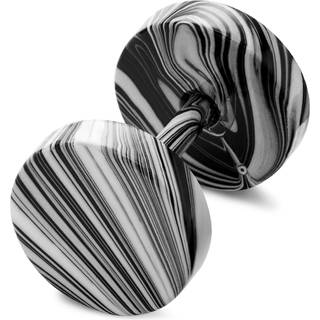 Satago | 8 mm Sort & Hvid Rustfri Stål Fake Plug Ørestik