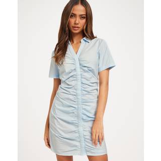 JDY - Blå - Jdyreese S/S Ruching Shirt Dress Wv - X-Small