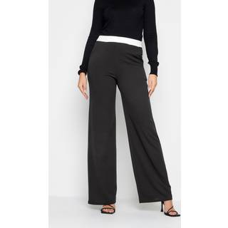 Lts Tall Black & White Contrast Waistband Wide Leg Trousers Ex Long > 24 Lts | Tall Women's Wide Leg Trousers - Ex Long 24