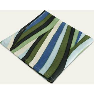 L'Objet Table Linens - 'Linen Sateen Landscape' napkins, set of four, blue and green in Blue Linen
