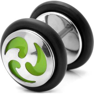 Sentio | Sølvfarvet & Grøn Rustfri Stål Tribal Ørestik