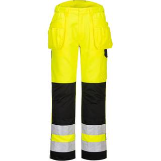 PW2 hi-vis bukser med hængelommer - Gul/Sort (Størrelse: 38)