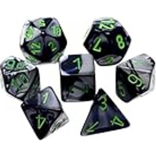 Mini Gemini Black Grey and Green Dice Set - Rollespilsterninger - Chessex