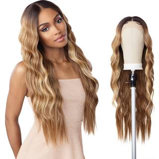 Sensationnel Butta Lace Wigs - Enhed 29 Ekstra bred 5 tommer dyb afsked syntetisk forudoplukket hårgrænse glueless lacefront (flamboyagechocolate