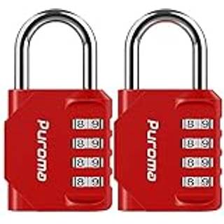 Puroma 2 Pack Combination Lock 4 Ciffer Outdoor Waterproof h?ngel?s til skolens gymnastiksal Sports Locker Fence Toolbox Gate Case Hasp Storage (