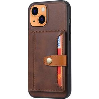 iPhone 13 Hybrid Bagside Cover m. Kortholder - Brun