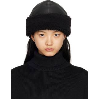 Toteme Shearling-trimmed leather hat - black - M/L
