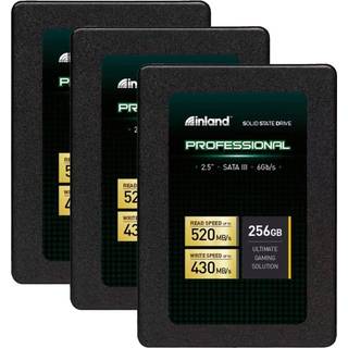 Inland Professional 3 Pack 256 GB SSD SATA III 6GB/S 2.5 """" 7mm TLC 3D NAND Intern Solid State Drive (3x256GB)