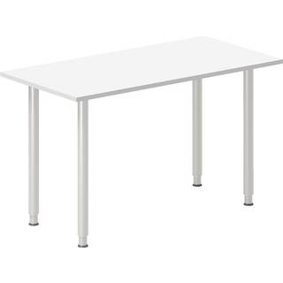 Office skrivebord 120x60cm hvid laminat med alugråt stel