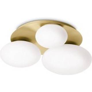 Ideal Lux loftlampe Ninfea, messingfarvet, opalglas, 3-lys.