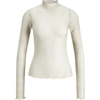 Zoey Langærmet Mesh Bluse, Beige, XS