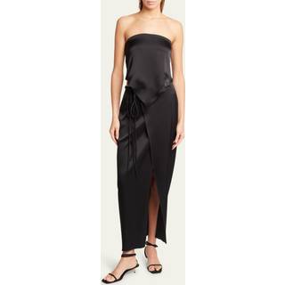 Nanushka Racha wrap satin maxi skirt - black - XL