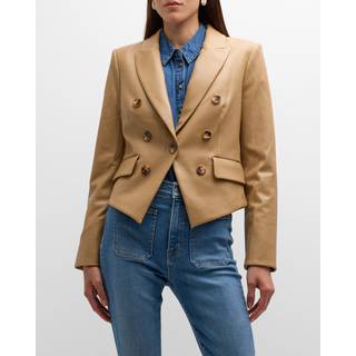 Veronica Beard Cooke single-breasted faux leather jacket - green - S