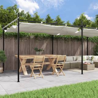 pergola med sammenrulleligt tag 589x292x230 cm cremefarvet