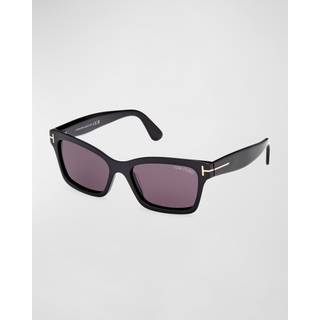 TOM FORD Kvinde FT1085 MIKEL 01A Solbriller Acetat Sort Grå Firkantet Normal