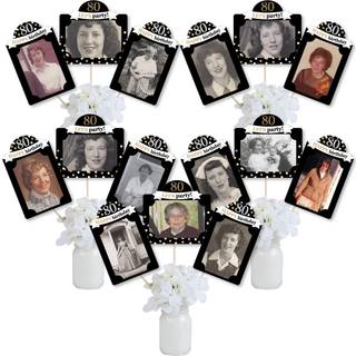 Stor prik af lykke Voksen 80 -?rs f?dselsdag - Guld - f?dselsdagsfest Billede Centerpiece Sticks - 80 -?rs f?dselsdagsfest Dekorationer - f?dsels