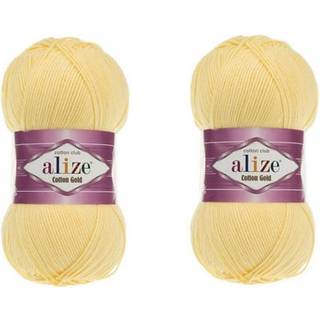 Alize Cotton Gold Yarn 55% Bomuld 45% Akrylgarn H?klet h?ndstrikkekunst Lot af 2 Skeins 200gr 722yds (187-Light Yellow)