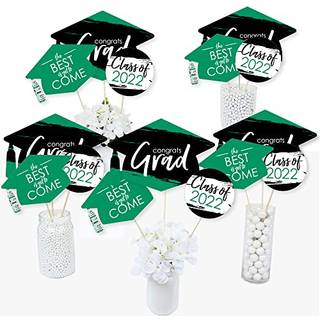 Big Dot of Happiness Green 2024 Graduation Party Centerpiece Sticks - Table Toppers - S?t p? 15