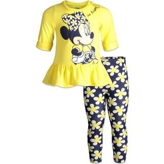 Disney Minnie Mouse Blomster sp?dbarn Baby Girls Peplum T-shirt og Leggings Outfit S?t gul 24 m?neder