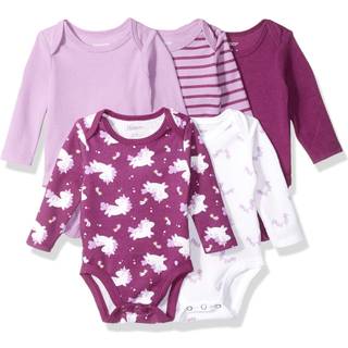 Hanes Baby Boys Ultimate Flexy 5 Pack Langærmet Bodysuits Bodystocking Purple Fun 0-6 måneder os
