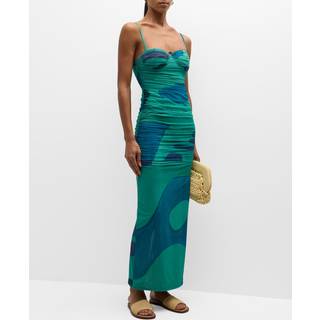 SIR x Frankie Tobin Frankie ruched mesh midi dress - multicoloured - XXS