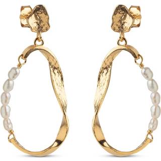 Enamel Aloma Pearl Forgyldt Sølv Øreringe med Ferskvandsperler
