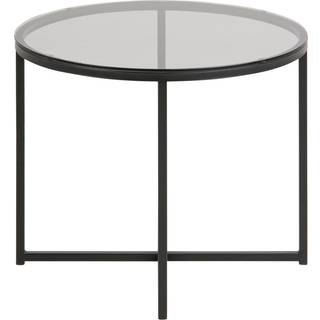 Cape hjørnebord Ø55 cm røgfarvet glas og metal mat sort.