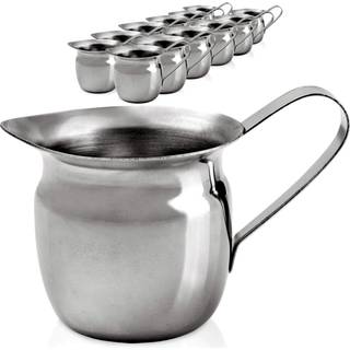 Fit Meal Prep [12 Pack] 3 oz Creamer Pitcher - Rostfritt stål Bell Creamers Mini Cup Container för att servera mjölkkaffe Cream Sallad Dressing M