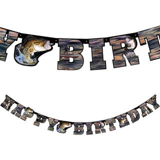 Havercamp Gone Fishin 'Happy Birthday Banner 7-tommer breve 7,75 fod til parter Begivenheder Retirement Father's Day