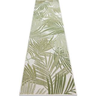Tæppe, Runner SISAL SION Palme blade, tropisk 2837 Fladvævet ecru / grøn 60x250 cm