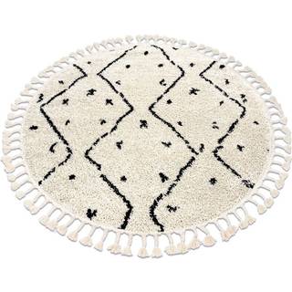 Tæppe BERBER TETUAN B751 hjul zigzag fløde kvaster berberi Marokkansk shaggy cirkel 120 cm