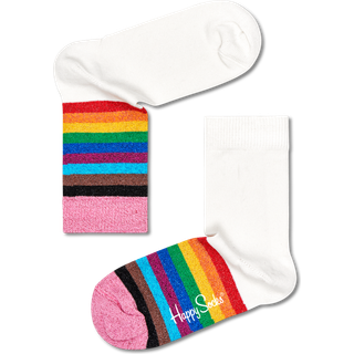 Pride Rainbow Kids Sock | Happy Socks - White, Pink, Black, Brown, Turquoise, Yellow - 12-24 Months
