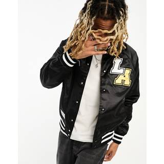 LA Lakers NBA Black Satin Bomber Jacket newera adult unisex Black newera adult unisex Black newera adult unisex Black newera adult unisex Black newera - 2xl
