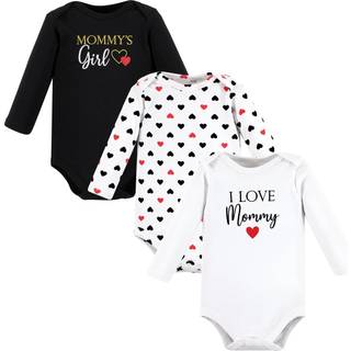 Hudson baby unisex baby bomuld lang?rmet bodysuits pige mor r?d sort 3-6 m?neder