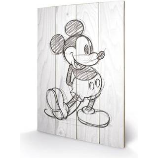 DISNEY - Printing on wood 40X59 - Mickey Mouse Black / White