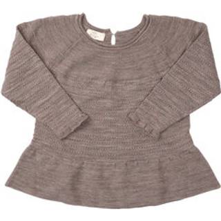 Copenhagen Colors Merino Knit Blouse with Frill  Pale Cream Melange 74 cm  Creme  74 cm  Unisex