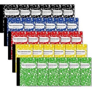 Sammens?tning Notebook Mini st?rrelse 30 Pack 5 farver smalle regerede mini -kompositionsb?ger bulk af Feela Small Pocket Marble Cute Journal Not