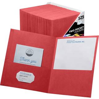 File-EZ to-lommer mapper r?d 125-pakke tekstureret papir bogstavst?rrelse (EZ-32458)