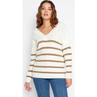 Long Tall Sally Long Tall Sally Natural cream V-Neck Striped Jumper
