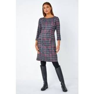 Roman Roman Houndstooth Pocket Shift Stretch Dress - EU 44 (UK 16)