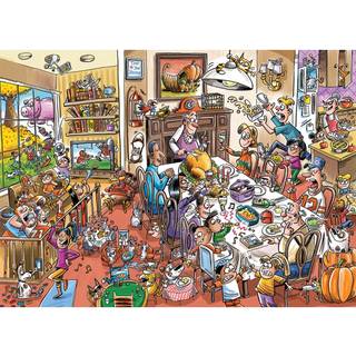 Cobble Hill 1000 Piece Puzzle - Doodletown: Thanksgiving Samlitet - Prøveplakat inkluderet