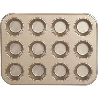 Glad muffin Pan Nonstick-Tunge Duty Metal Cupcake Tin med lille bagning mini 12-kop guld