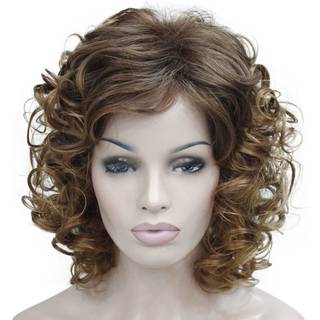 Lydell Short Soft Super Curly Synthetic Wigs Layered Natural Movement Dark Auburn og Strawberry Blonde Mix